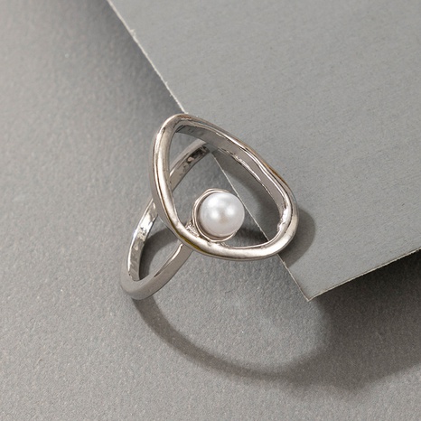 New Vintage Style Pearl hollow circle alloy Open Ring's discount tags