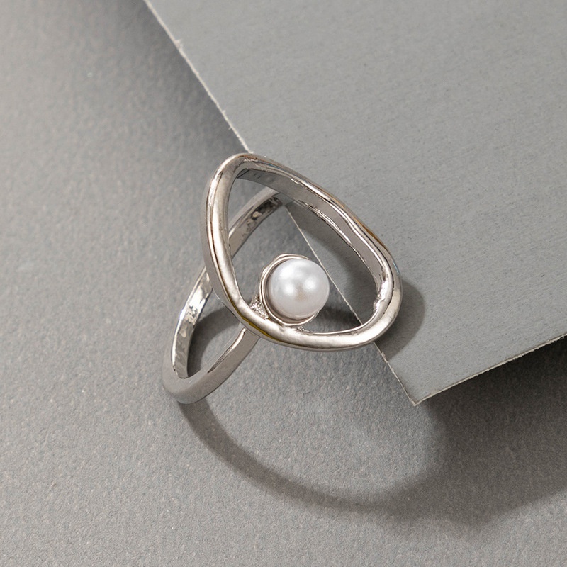 Neue Vintage Stil Perle hohl kreis legierung Offenen Ring