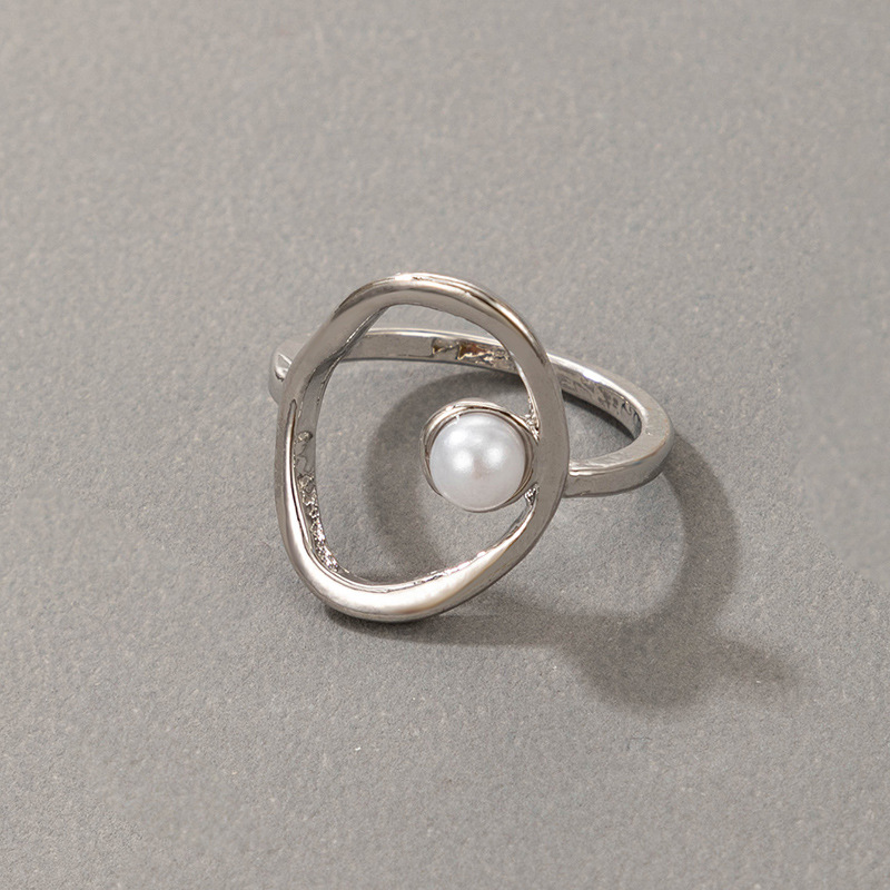 Neue Vintage Stil Perle hohl kreis legierung Offenen Ringpicture1