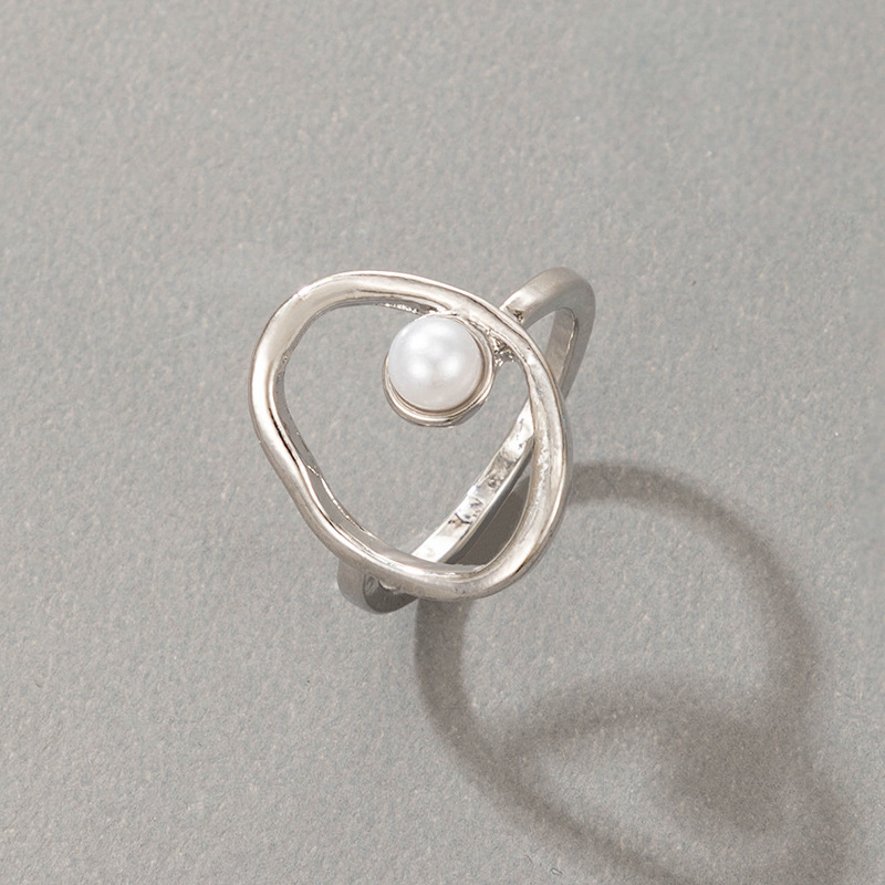 Neue Vintage Stil Perle hohl kreis legierung Offenen Ringpicture3