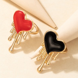 Creative Red Flow Heart Drop Oil Contrast Color Ring 2Piece Setpicture8