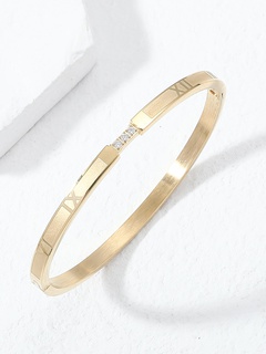 Simple Fashion Stainless Steel Electroplated 18K Gold Inlaid Zircon Bracelet