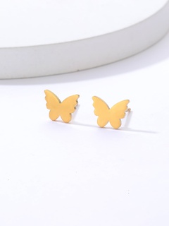 Simple Fashion Butterfly Electroplated 18K Gold Stainless Steel Stud Earrings