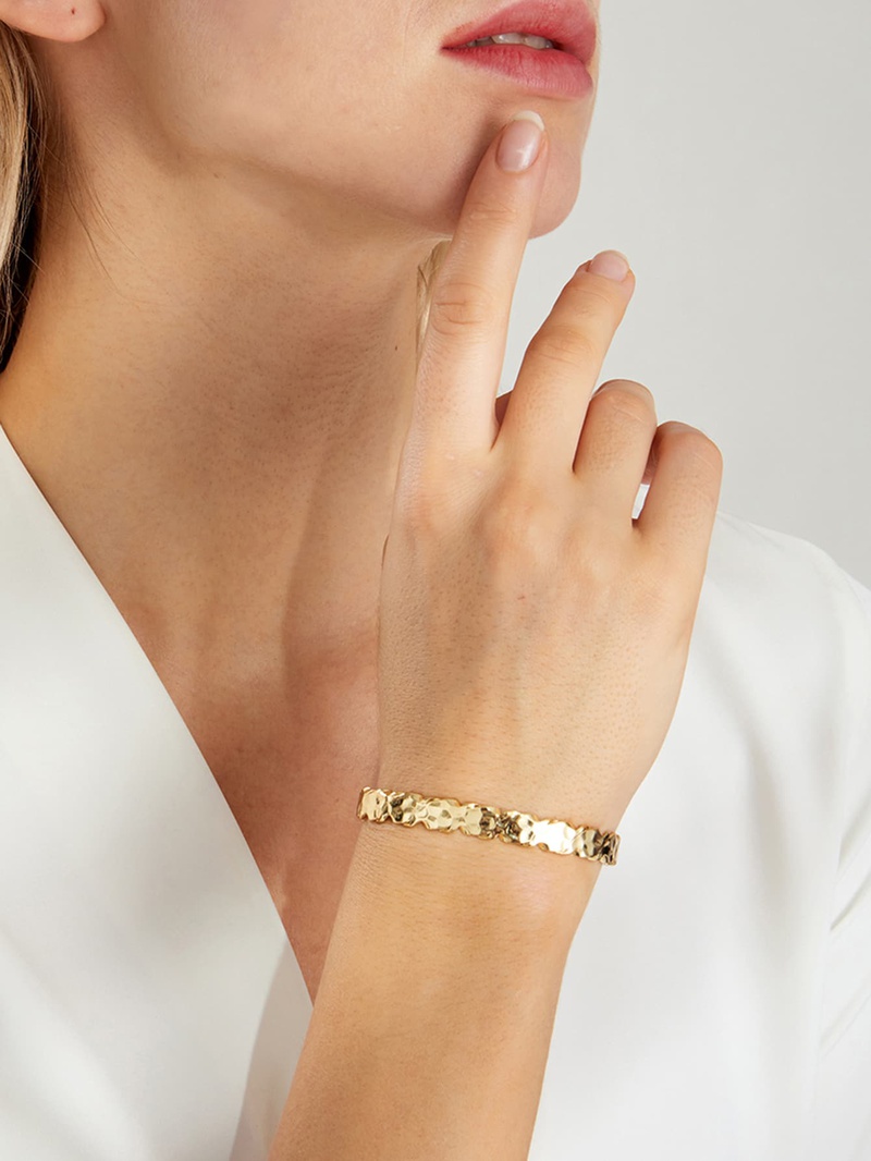 Simple Fashion Copper Electroplated 18K Golden OpenEnd Bracelet