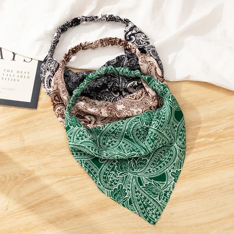 Fashion Women Flower Elastic Ribbon Creative Totem Triangular Binder Headdress Headband's discount tags