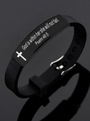 Bible Lettre En Acier Inoxydable Coude Bracelet Bracelet En Siliconepicture1