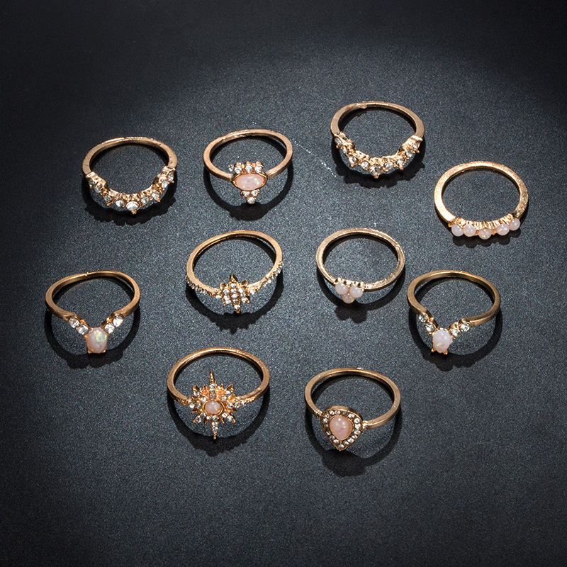 New Fashion Star Water Drop Diamond Alloy Ring 10Piece Setpicture5