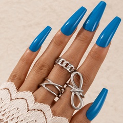 Simple Style Geometric Twist knotted Cross Ring Three-Piece Set