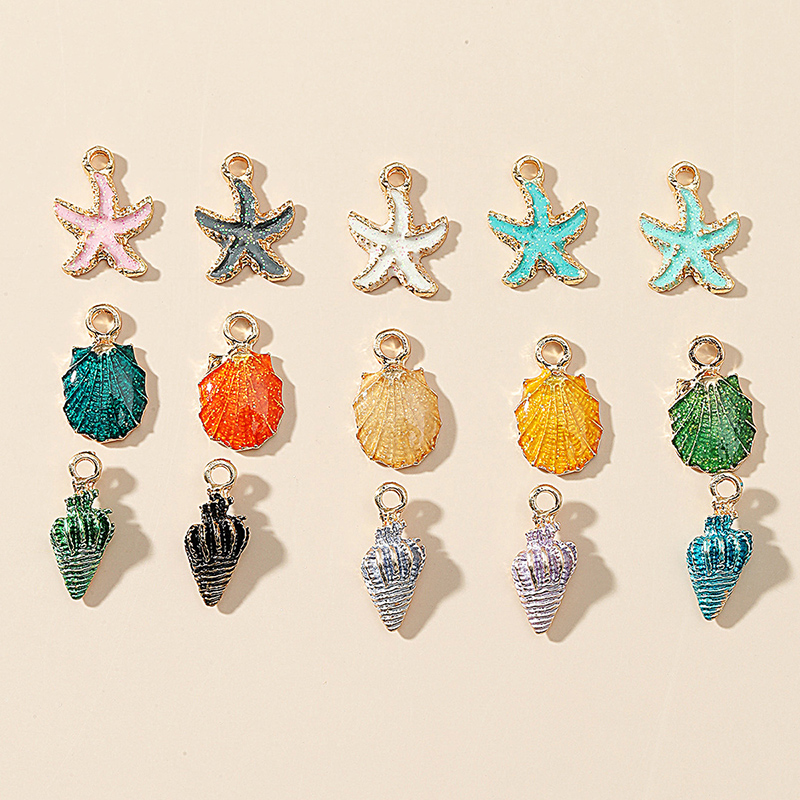 Fashion Beach Accessories Starfish Conch Shell Multicolor Bracelet Anklet Necklace Pendant Parts 15 Packpicture1