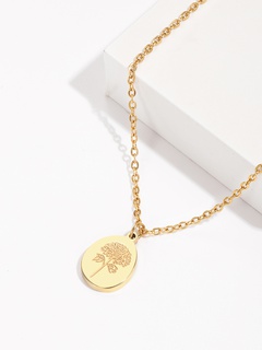 Mode Edelstahl 18K Gold Überzug Blume Drucken Anhänger Halskette