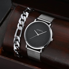 Simple chain Bracelet round Pointer Quartz Watch Men's accessories Set Wholesale