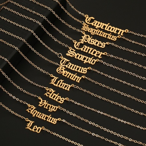 Mode 12 Konstellation Edelstahl Anhänger Virgo Gold Halskette's discount tags