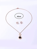 Fashion Simple Stainless Steel Plating 18 Gold Round Pendant Necklace Earings Set Setpicture9