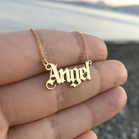 Fashion Cute Simple Gold Alloy Letter Angel Necklace's discount tags