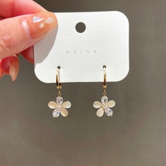 Fashion Opal Flowers Shaped Summer Tassels Copper Earrings