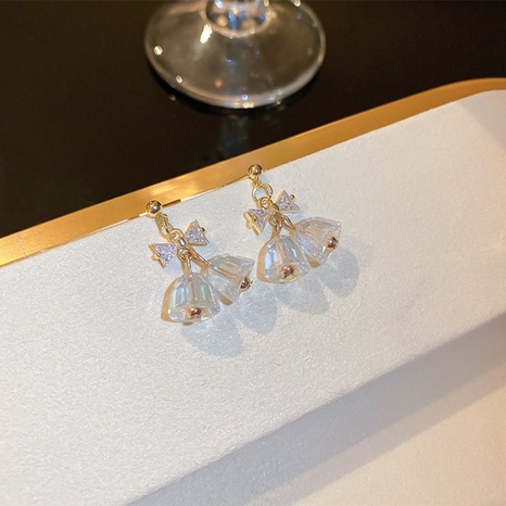Pendientes de cobre con forma geométrica de campana de cristal con lazo bonito a la moda's discount tags