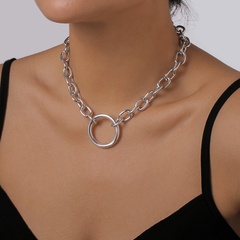 fashion geometric solid color Chain Circle alloy iron Necklace