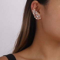 fashion artificial Pearl flower shape zinc alloy stud Earrings