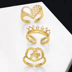 Fashion Pearl Crown Heart Shape  Open Adjustable Index Finger Ring