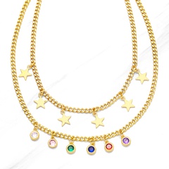 2022 neue Mode Elegante Geometrische Sterne Bunte Zirkon Intarsien Kubanischen Kette Halskette