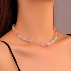 Collar de cadena de clavícula de cuentas hecho a mano de cadena de cristal transparente bohemio Simple de moda