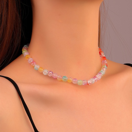 Collar de cadena de clavícula de cuentas hecho a mano de cadena de cristal transparente bohemio Simple de moda's discount tags