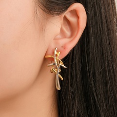 Fashion Simple Irregular Cross Woven Line Color Contrast Stud Earrings
