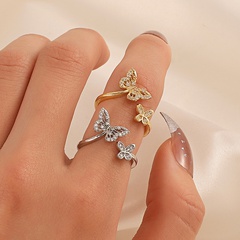 Mode Einfachen Schmetterling Volle Diamant Geometrische Metall Index Finger Ring