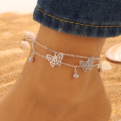 Fashion Simple Double-Layer Butterfly Bohemian Love Letter Anklet Beach Foot Accessories