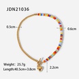 INS Style Colorful Ceramic Beaded Stitching Cuban Link Chain 18K Gold OT Buckle Love Pendant Stainless Steel Necklace Neck Accessories Femalepicture14