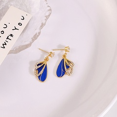 Fashion Klein Blue Butterfly Wings Pendant Alloy Earrings