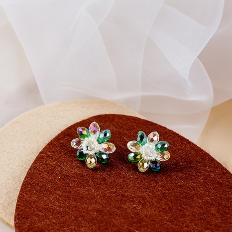 Fashion Pearl Crystal Flower Sweet Double Layer Four Leaf Clover Ear Stud's discount tags