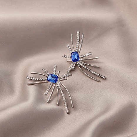 Fashion Blue Fireworks Shaped Inlay Rhinestone Irregular Earring 
Jewelry's discount tags