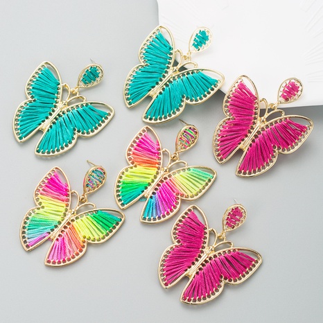 Fashion Alloy Hand-Woven Multicolor Butterfly Green Pendant Earrings's discount tags