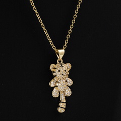 Mode Kupfer Reales Gold Überzogen Micro Intarsien Zirkon Ornament Kleiner Tiger Anhänger Halskette