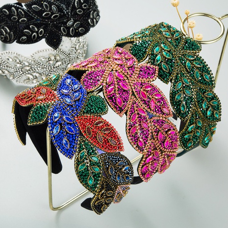 Fashion Baroque Retro Wide-Brimmed Leaf Shape Rhinestone Bead Headband Hair Accessories's discount tags