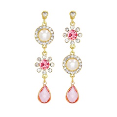 Fashion Elegant Geometric Water Drop Pink Stud Earrings Women