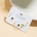 fashion copper Chain Zircon Heart Ear Studs setpicture12