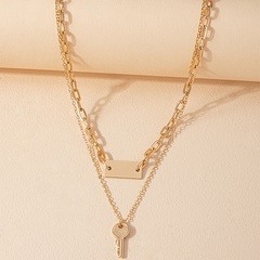Kreative Schlüssel Halskette Frauen Sommer Design All-Match Doppels chicht gestapelte Halskette Europäische und amerikanische heiße Mode accessoires
