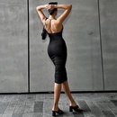 Womens 2022 Summer New Fashion Sexy Backless Slim Suspender Black Dresspicture3