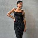 Womens 2022 Summer New Fashion Sexy Backless Slim Suspender Black Dresspicture4