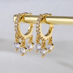 Mode Kupfer Überzogene 18K Gold Micro Intarsien Zirkon Geometrische Ohrringe Weiblichen