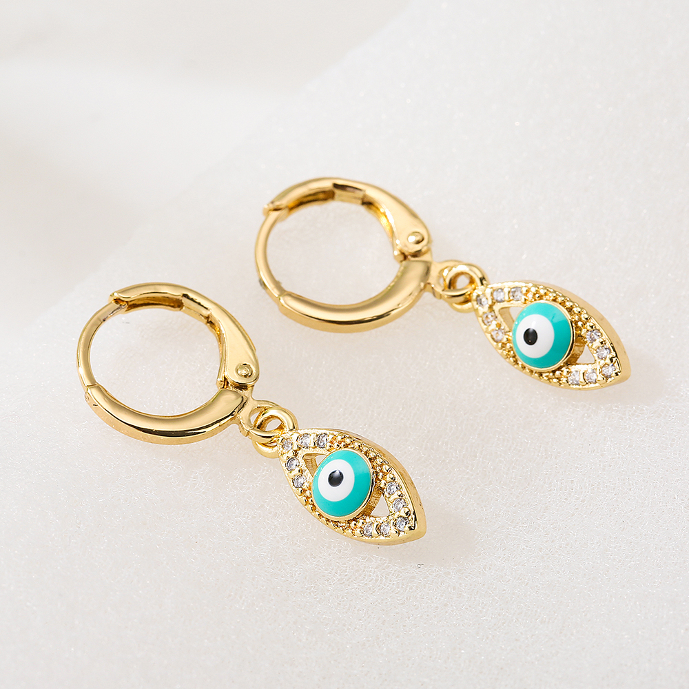 Fashion Devils Eye Geometric Copper Plating 18K Gold Drop Oil Zircon Earringspicture1