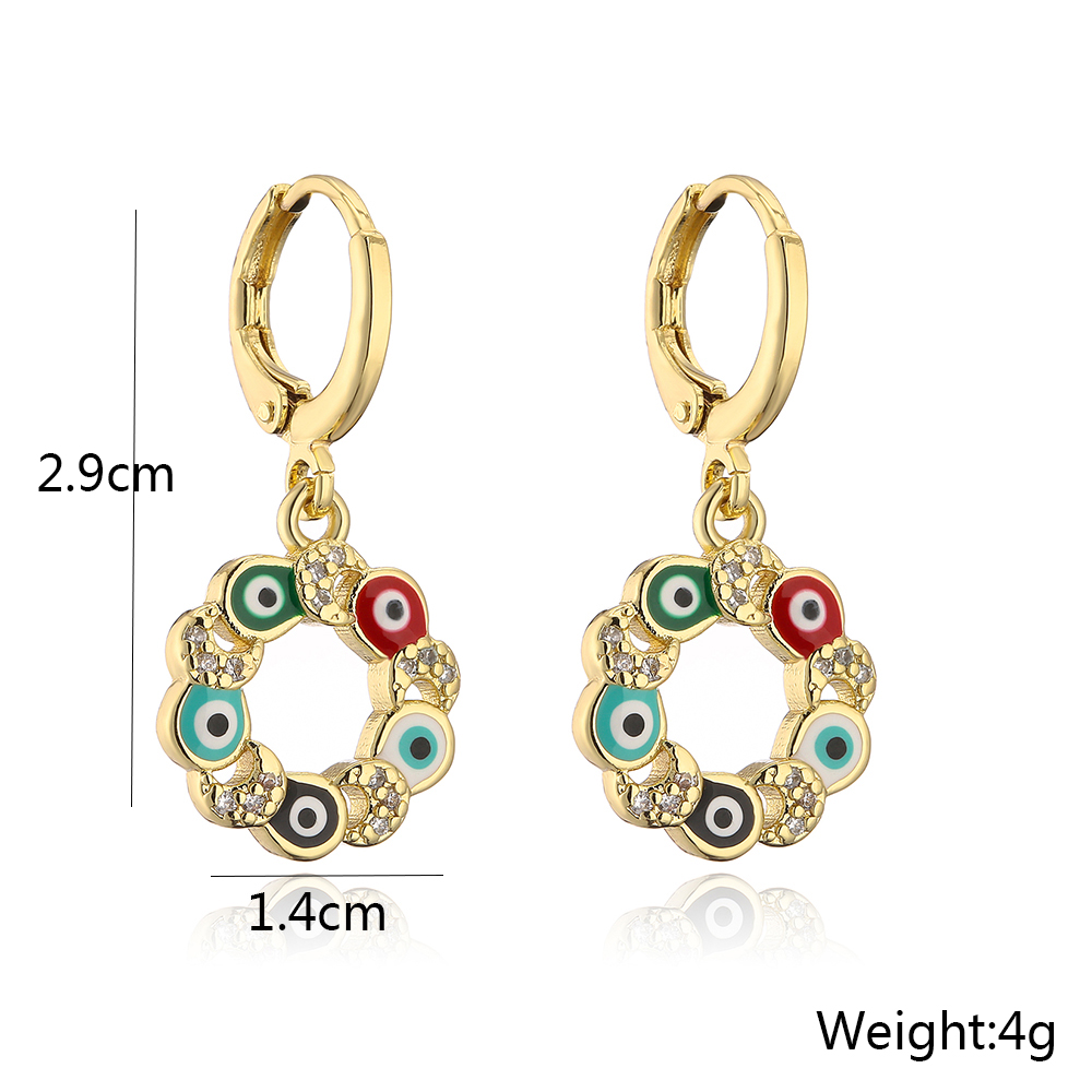 Fashion Devils Eye Geometric Copper Plating 18K Gold Drop Oil Zircon Earringspicture3