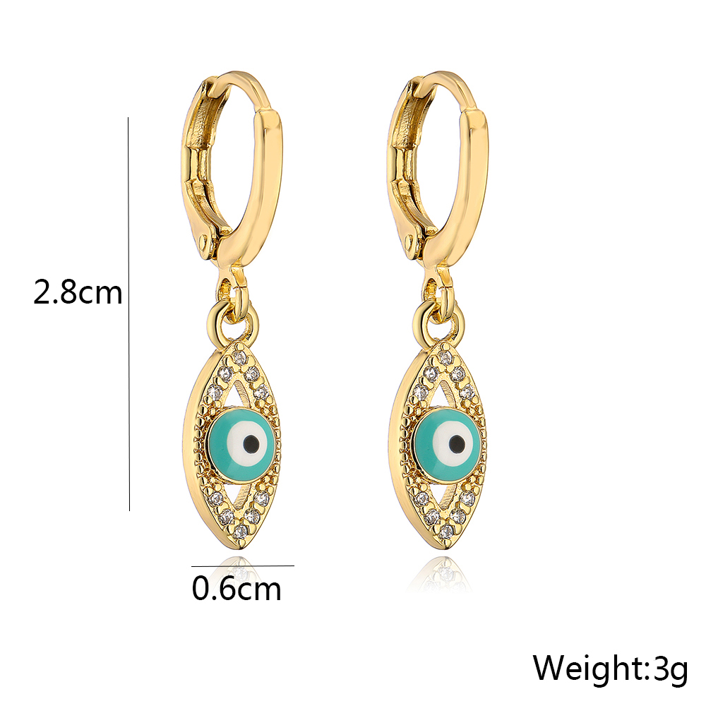 Fashion Devils Eye Geometric Copper Plating 18K Gold Drop Oil Zircon Earringspicture4
