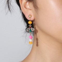 Fashion Colorful Stone Bee Bohemian Candy Color Bead Earrings