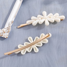 WomenS Fashion Sweet Geometric Flowers Imitation pearl Alloy Hair Accessories Inlaid Pearls Artificial Pearl Hair Clip 1 Setpicture6