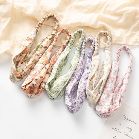 Banda elástica para el pelo de las mujeres de la tela de la Cruz Floral de moda cinta tejida con lazo anudado's discount tags