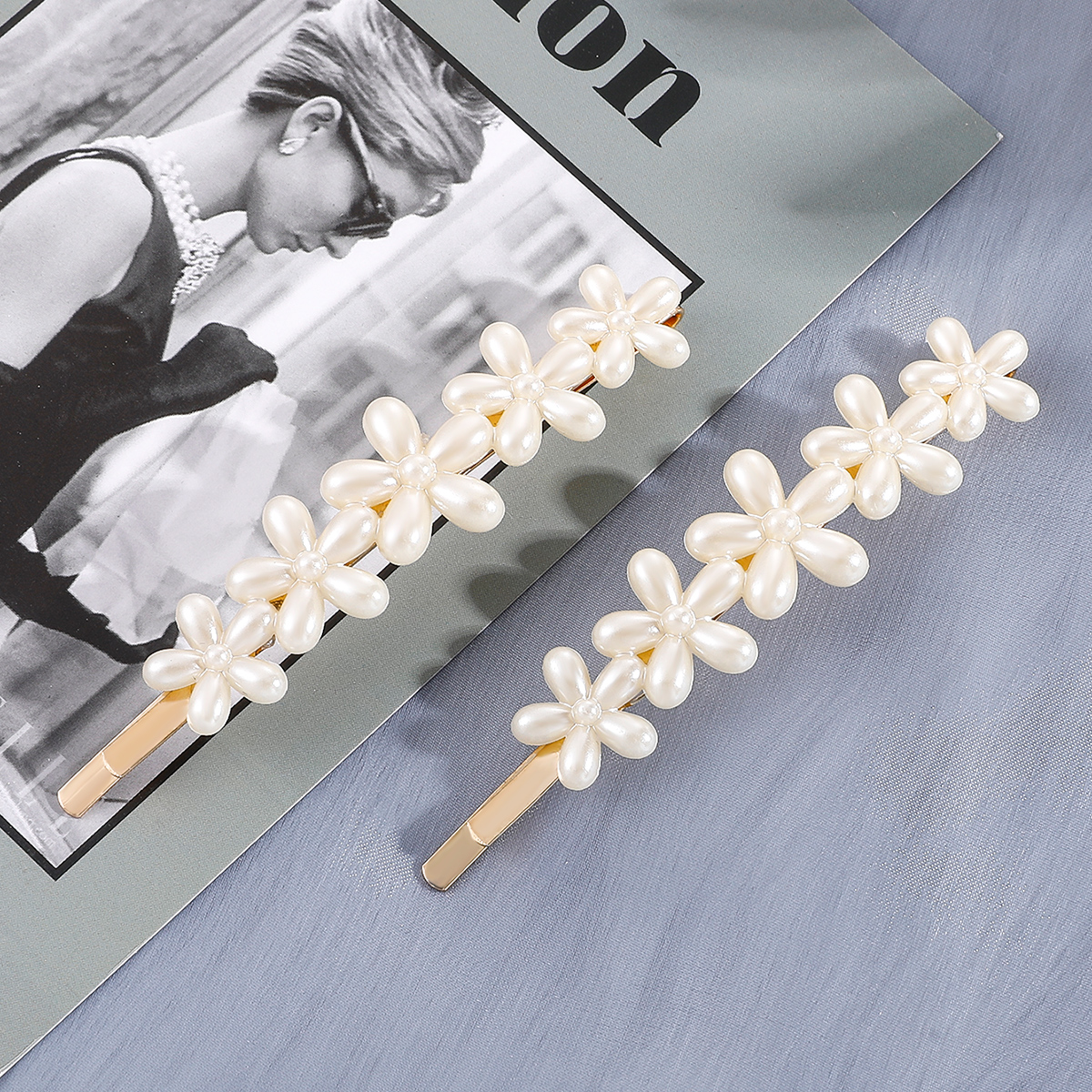 WomenS Romantic Sweet Flower Imitation Pearl Alloy Hair Accessories Inlaid Pearls Artificial Pearls Hair Clip 1 Setpicture2
