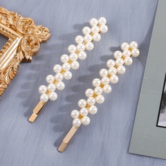Women'S Fashion Sweet Geometric Square Imitation Pearl Alloy Hair Accessories Inlaid Pearls Artificial Pearls Hair Clip 1 Set